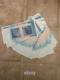 Lot Of 20 Authentic Zimbabwe 100 Trillion Dollar Currency, Aa2008, Unc