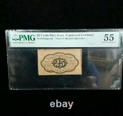 Lot Of 2 1st Issue 25 Cents Fractional Currency Fr 1282 PMG Choice Unc-63, Au 55