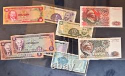 Lot of 130 Old Foreign Banknotes World Paper Money Currency Many Prime UNC