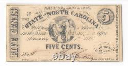 Low Serial #5 1863 5c North Carolina CR NC-148 Obsolete Currency PCGS UNC 64 GEM