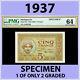 Madagascar 1937 5 Francs Specimen P#35s Pmg Unc 64 1 Of Only 2 Graded