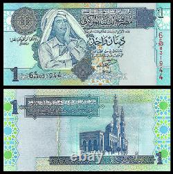 MINT CURRENCY LIBYA 1 DINAR 2002 P 68 UNC Muammar Gaddafi BUNDLE OF 100 PCS