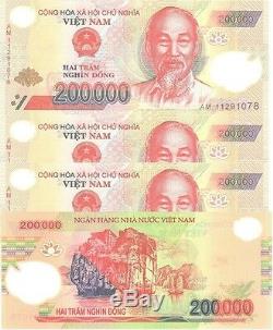 MINT NEW VIETNAM 5 x 200000 = 1Million DONG POLYMER VIETNAMESE CURRENCY-UNC