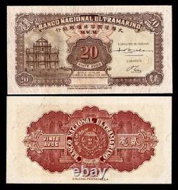 Macau 20 AVOS P-37 1946 Macao Junk Boat Rare UNC Chinese World Currency BANKNOTE