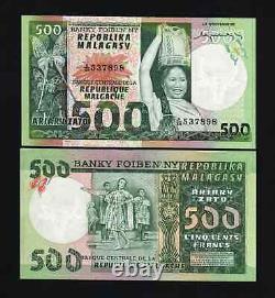 Madagascar 500 FRANCS P-64 1974 Butterfly Dancers UNC World Currency BANK NOTE