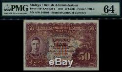 Malaya Board Commissioners of Currency KGVI 50¢ PMG 64 Choice UNC #p10 b-d 1941