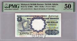 Malaya & British Borneo/British Admin 1 Dollar P-8a PMG 50 about UNC