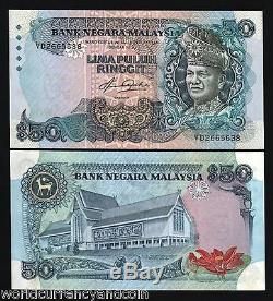 Malaysia 50 Ringgit P23 1983 King Deer Rahman Unc Money Bill Currency Bank Note