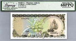 Maldives 2 Rufiyaa 1983 LEGACY 68 PPQ SUPERB GEM UNC Pick # 9a