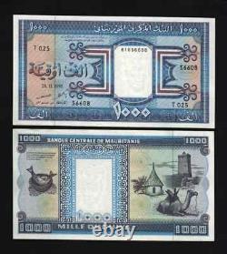 Mauritania 1000 Ouguiya P-7g 1995 Camel Fish Hut Unc World Currency Bank Note