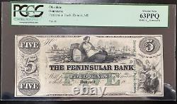 Michigan Detroit Peninsular Bank $5 PCGS Choice Unc 63 PPQ CHOICE