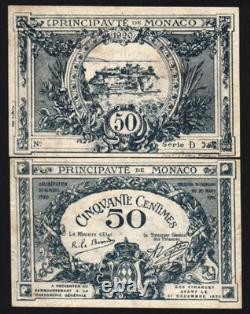 Monaco 50 CENTIMES P-3 1920 x 1 Pcs RARE Pre Euro French Paper UNC Currency NOTE
