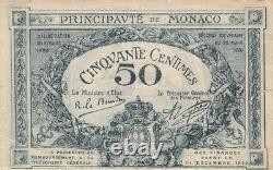 Monaco 50 CENTIMES P-3 1920 x 1 Pcs RARE Pre Euro French Paper UNC Currency NOTE