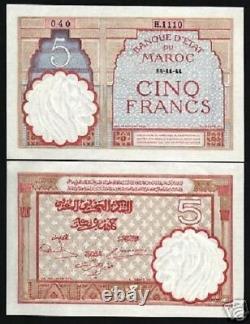 Morocco 5 Francs P-23 A 1941 Large Unc African Currency Money Moroccan Bank Note