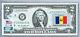 National Currency Note Federal Reserve Bank Us Two Dollar Bill Unc Flag Romania