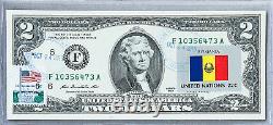 National Currency Note Federal Reserve Bank US Two Dollar Bill Unc Flag Romania