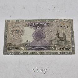 Netherlands 20 GULDEN P-54 1941 WWII Era UNC Dutch Sailing Ship Currency NOTE