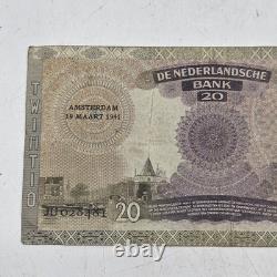 Netherlands 20 GULDEN P-54 1941 WWII Era UNC Dutch Sailing Ship Currency NOTE