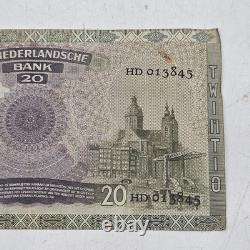 Netherlands 20 GULDEN P-54 1941 WWII Era UNC Dutch Sailing Ship Currency NOTE
