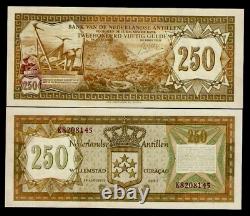 Netherlands Antilles 250 GULDEN P-13 1967 RARE World Currency Dutch UNC BANKNOTE