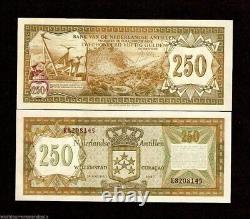 Netherlands Antilles 250 GULDEN P-13 1967 RARE World Currency Dutch UNC BANKNOTE