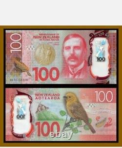 New Zealand 100 Dollars Polymer Yellowhead Bird UNC Banknote Currency 2016