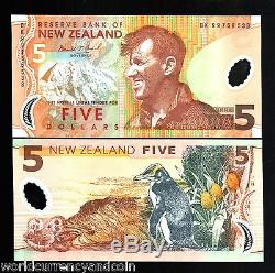 New Zealand $5 P185 1999 Polymer Edmund Hillary Penguin Unc Currency 10 Pcs