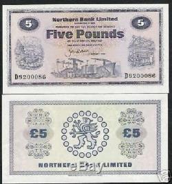 Northern Ireland 5 Pounds P188 1986 Buffalo Ship Unc Rare Bill World Currency