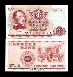Norway 100 Kroner P38 1977 Constitution Unc Norwegian Currency Money Bill Note