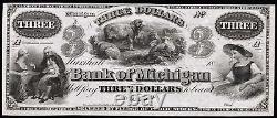 Obsolete Currency Marshall, MI Bank of Michigan $3 18 Remainder Crisp Unc