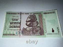One Half Bundle 50 X 2008 50 TRILLION DOLLARS ZIMBABWE, AA P-90 UNC