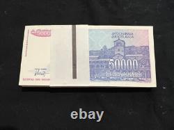 Original Bundle of 100 Yugoslavia 50000 Dinara 1993 UNC Banknote Currency