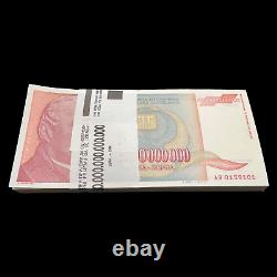 Original Bundle of 100 Yugoslavia 500 Billion Dinara 1993 UNC Banknote Currency