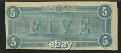 PMG UNC 62. T-69 $5 1864 Confederate States Civil War Obsolete Banknote Currency