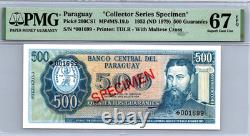 Paraguay 500 Guaranies 1952 SPECIMEN PMG 67 Superb Gem UNC EPQ Pick-200CS1