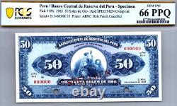 Peru 50 Soles 1965 PCGS 66 PPQ GEM UNC Pick # 89s