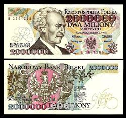 Poland 2,000,000 2Million ZLOTYCH 2000000 P-158 A 1992 UNC Polish World Currency