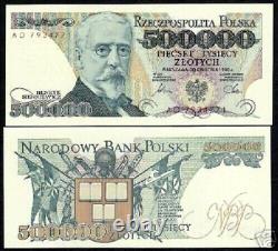 Poland 500,000 ZLOTYCH 500000 P-156 1990 1/2 Million UNC Polish Currency NOTE