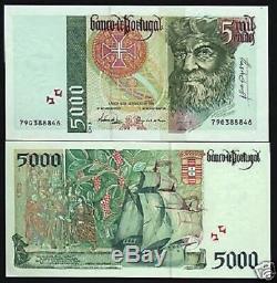 Portugal 5000 Escudos P190 B 1996 Euro Vasco Da Gama Ship Calcutta Unc Currency