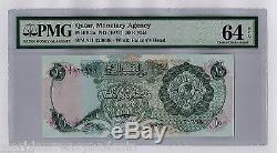 QATAR 10 RIYALS P3 1973 1st ISSUE FALCON PMG64 GCC UNC CURRENCY MONEY BANK NOTE