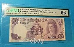 RARE Cayman Islands Currency Board 40 DOLLAR Note GEM 66 UNC PMG-Certified