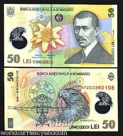 ROMANIA 50 LEI P-120 2007 Aviation POLYMER EAGLE AIR PLANE UNC CURRENCY BANKNOTE