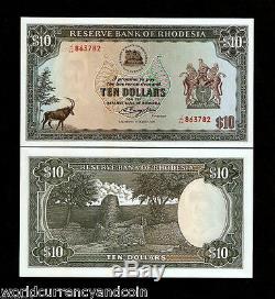 Rhodesia 10 Dollars P33 1976 Antelope Unc Animal Africa Currency Money Bank Note