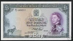 Rhodesia 5 Pounds P26 1964 Queen Unc Antelope Rare Zimbabwe Currency Money Note