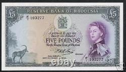 Rhodesia 5 Pounds P-26 1964 Queen Unc Antelope Rare Zimbabwe Currency Money Note