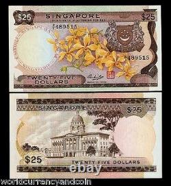 SINGAPORE 25 DOLLARS P-4 1972 RARE Z/1 Replacement ORCHID UNC Currency BANKNOTE