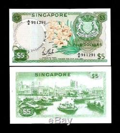 SINGAPORE 5 DOLLARS P2 A 1967 BOAT ORCHID WithO SEAL RARE UNC CURRENCY MONEY NOTE