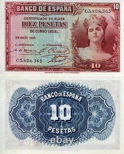 SPAIN 10 Pesetas Banknote World Paper Money UNC Currency Pick p86a 1935 Bill