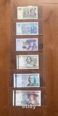 SWEDEN 5-10-20-50-100-500 Kronor, Banknote, World Currency UNC