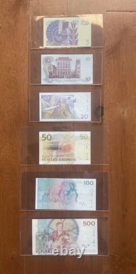 SWEDEN 5-10-20-50-100-500 Kronor, Banknote, World Currency UNC